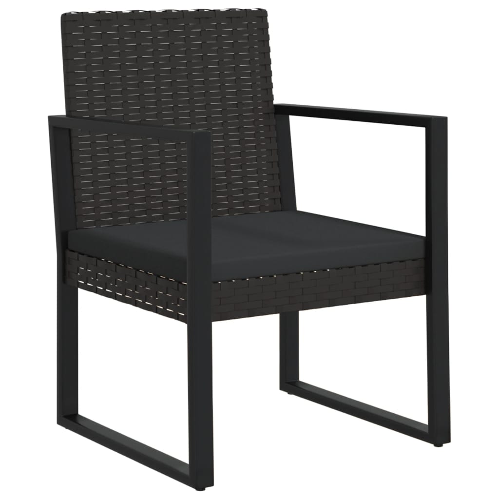 Silla de jardin con cojin ratán sintético negro