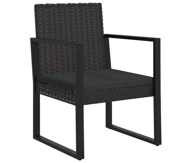 Silla de jardin con cojin ratán sintético negro