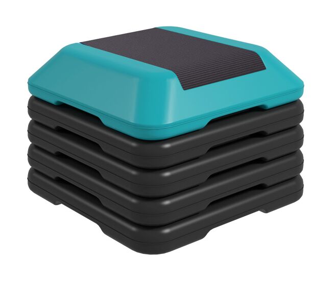 Sportnow step de aeróbic step para fitness stepper antideslizante con altura ajustable de 10/15/20/25/30 cm carga 150 kg para entrenamiento en casa gimnasio azul