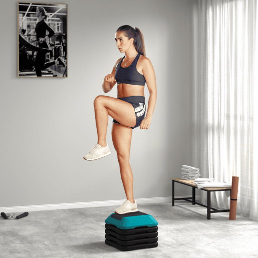 SPORTNOW Step para Exercício Aeróbico Plataforma Step Antideslizante com Altura Ajustável de 1015202530 cm Carga 150 kg para Exercício em Casa Ginásio Azul