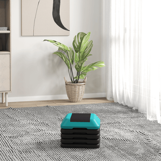 SPORTNOW Step para Exercício Aeróbico Plataforma Step Antideslizante com Altura Ajustável de 1015202530 cm Carga 150 kg para Exercício em Casa Ginásio Azul