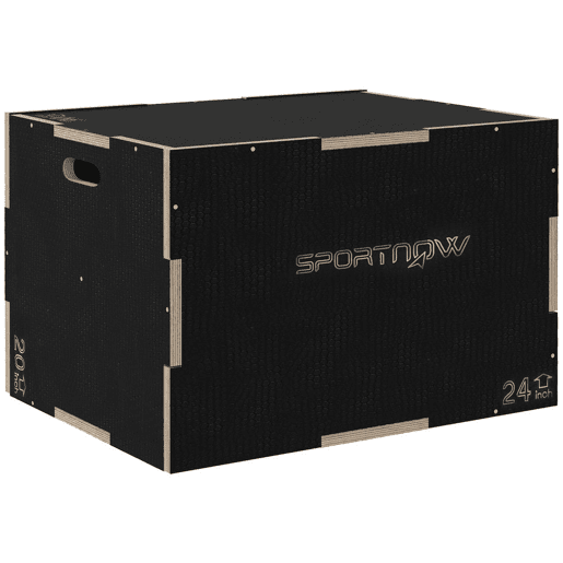 SPORTNOW Caixa Pliométrica com 3 Alturas Diferentes Caixa de Saltos para Treino de Força em Casa Escritório Ginásio CrossFit Carga 120 kg 76x61x51 cm Preto