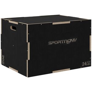 SPORTNOW Caixa Pliométrica com 3 Alturas Diferentes Caixa de Saltos para Treino de Força em Casa Escritório Ginásio CrossFit Carga 120 kg 76x61x51 cm Preto