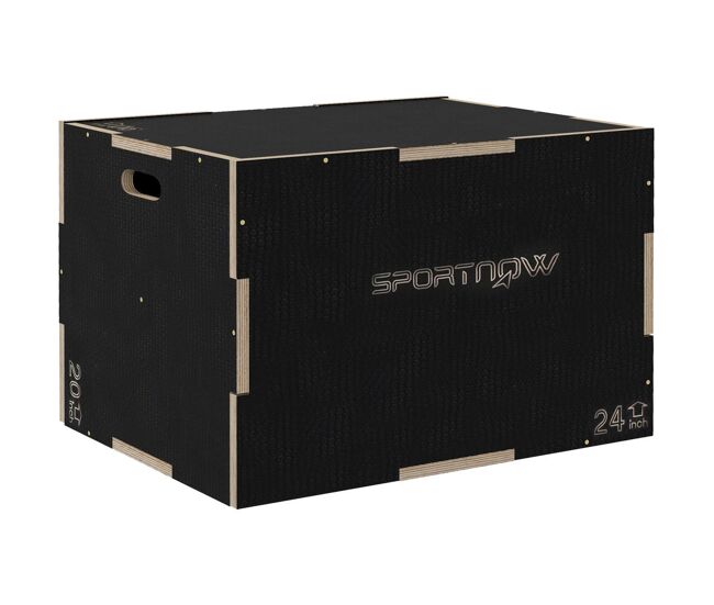 Sportnow cajón pliométrico caja pliométrica con 3 alturas diferentes entrenamiento de fuerza en casa oficina gimnasia carga 120 kg 76x61x51 cm negro