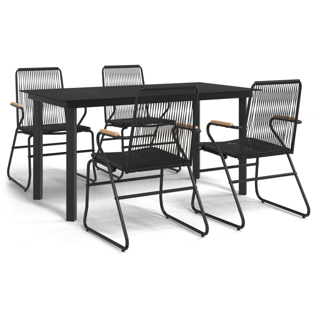 Juego de comedor de jardin 5 piezas ratán pvc negro
