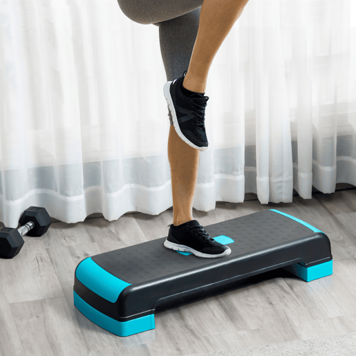 HOMCOM Plataforma Step Fitness Step de Aeróbico com Altura Ajustável de 101520 cm Plataforma de Exercício em Casa Ginásio Oficina Carga 150kg 78x28x20 cm Azul e Preto