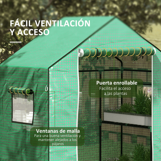Outsunny Cobertura para Estufa 140x73x190 cm Cobertura de Substituição para Estufa com Janela, Porta com Fecho Éclair, Anti-UV, Proteção de Plantas para Jardim, Verde