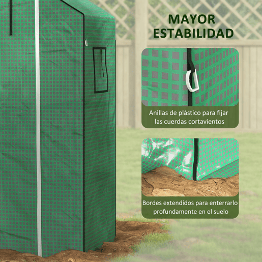 Outsunny Cobertura para Estufa 140x73x190 cm Cobertura de Substituição para Estufa com Janela, Porta com Fecho Éclair, Anti-UV, Proteção de Plantas para Jardim, Verde