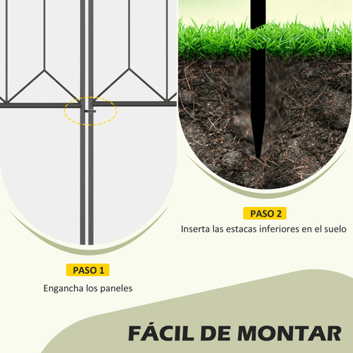 Outsunny Cercas de Jardim 305x79,5 cm Conjunto de 5 Cercas Decorativas para Jardim de Metal Combinação Livre Barreira para Animais para Pátio Relva Preto