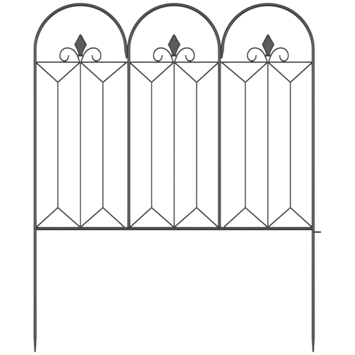 Outsunny Cercas de Jardim 305x79,5 cm Conjunto de 5 Cercas Decorativas para Jardim de Metal Combinação Livre Barreira para Animais para Pátio Relva Preto