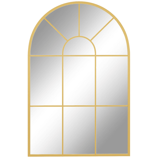 HOMCOM Espelho Decorativo de Parede 60x91 cm Espelho em Forma de Arco de Metal para Sala de Estar Dormitório Entrada Estilo Moderno Dourado