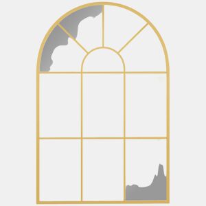 HOMCOM Espelho Decorativo de Parede 60x91 cm Espelho em Forma de Arco de Metal para Sala de Estar Dormitório Entrada Estilo Moderno Dourado