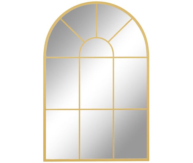 Homcom espejo decorativo de pared 60x91 cm espejo de ventana de metal para salón dormitorio entrada estilo moderno dorado