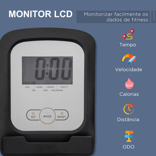 HOMCOM Bicicleta Estática com Encosto Bicicleta de Exercícios Fitness com 8 Níveis de Resistência Magnética Comprimento Ajustável Ecrã LCD para Casa Escritório Ginásio Cinza