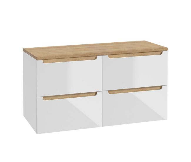 Mueble bajo lavabo 120cm 4 cajones encimera livia blanco y madera