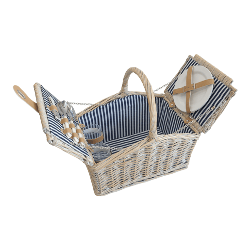 Lumparland Cesto de piquenique para 2 pessoas 40x28x37cm - Branco  Azul casa.pro