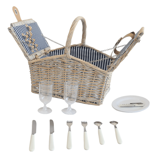 Lumparland Cesto de piquenique para 2 pessoas 40x28x37cm - Branco  Azul casa.pro