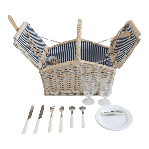 Lumparland Cesto de piquenique para 2 pessoas 40x28x37cm - Branco  Azul casa.pro