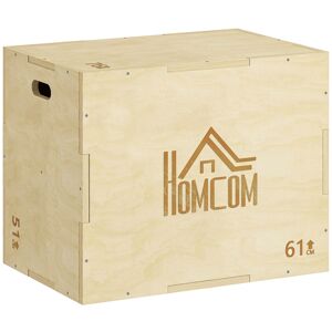 HOMCOM Caixa Pliometria de Madeira Caixa de Saltos com 2 Alças Recortadas Carga Máxima 120 kg para Casa Escritório Ginásio 61x51x73 cm Madeira