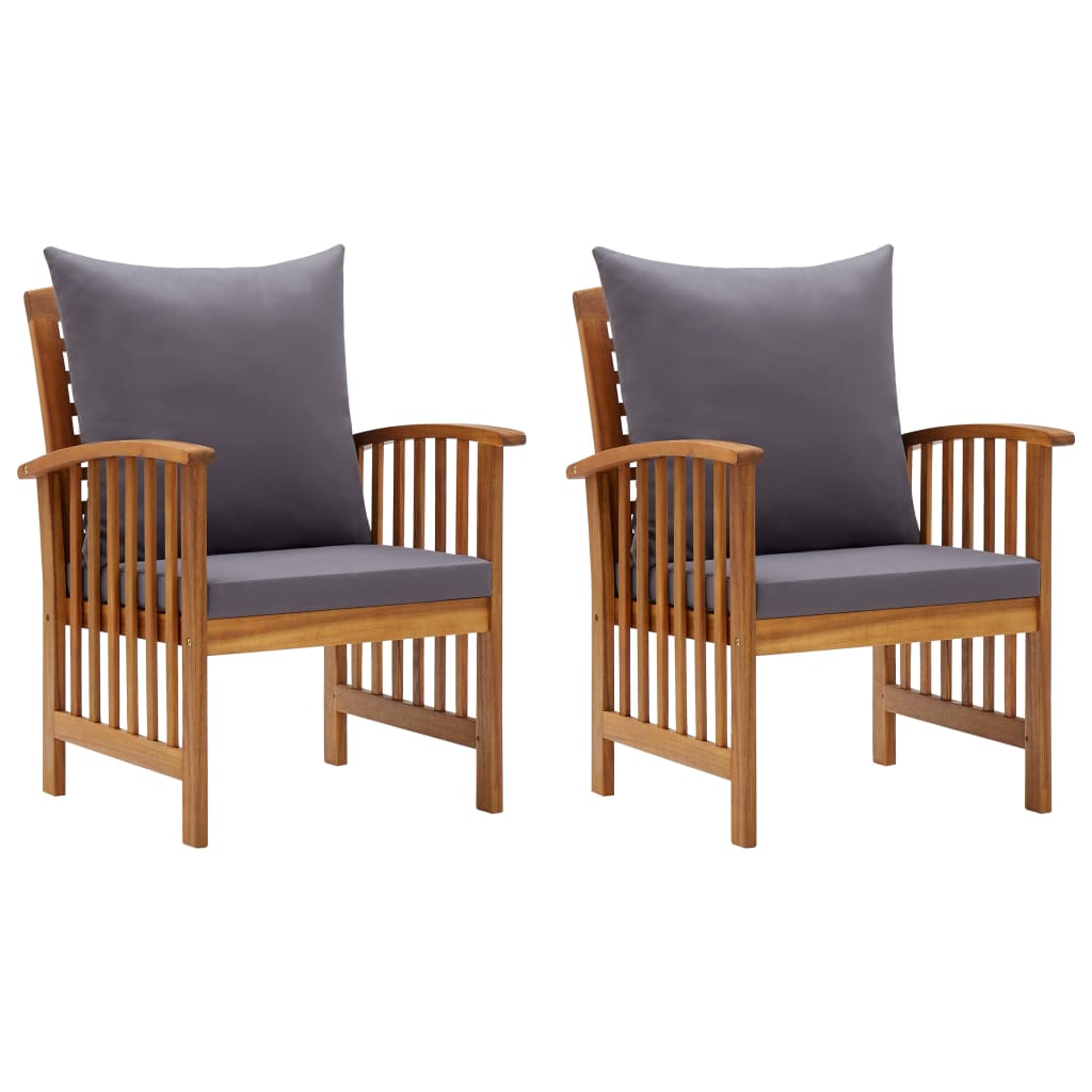 Sillas de jardin con cojines 2 unidades madera maciza acacia