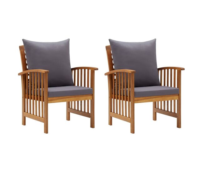 Sillas de jardin con cojines 2 unidades madera maciza acacia