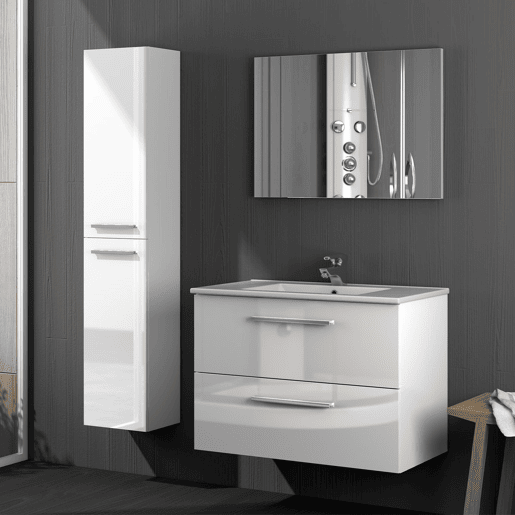 Coluna de banheiro suspensa Aruba em melamina branca brilhante 30x150 cm