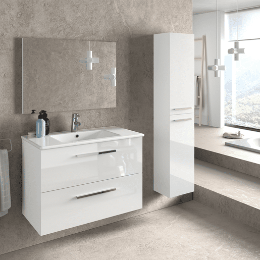 Coluna de banheiro suspensa Aruba em melamina branca brilhante 30x150 cm
