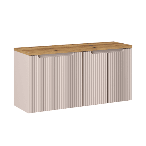 Móvel de toucador 120cm 4 portas Riva Caxemira e tampo de madeira