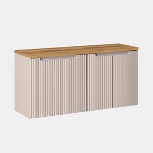 Móvel de toucador 120cm 4 portas Riva Caxemira e tampo de madeira