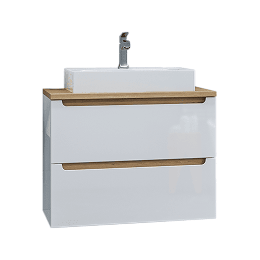 Móvel lavatório simples 80cm 2 gavetas Livia Branco Madeira