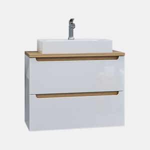 Móvel lavatório simples 80cm 2 gavetas Livia Branco Madeira
