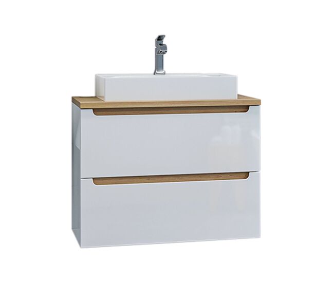 Mueble lavabo individual 80cm 2 cajones livia blanco y madera