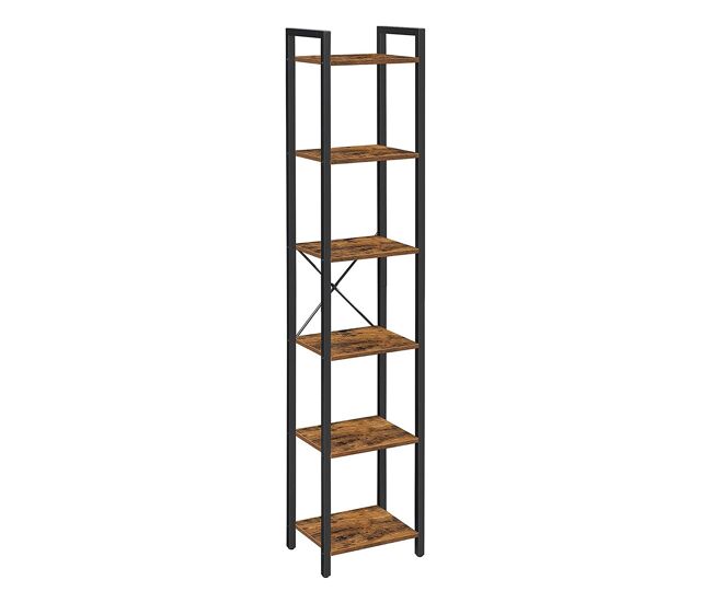 Estantería industrial de metal y madera de 6 niveles - L40 x H187.5 cm