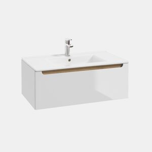Móvel lavatório simples embutido 80cm 1 gaveta Livia Branco Madeira