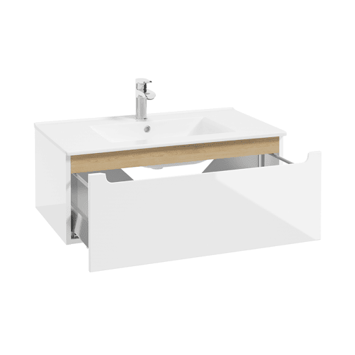 Móvel lavatório simples embutido 80cm 1 gaveta Livia Branco Madeira