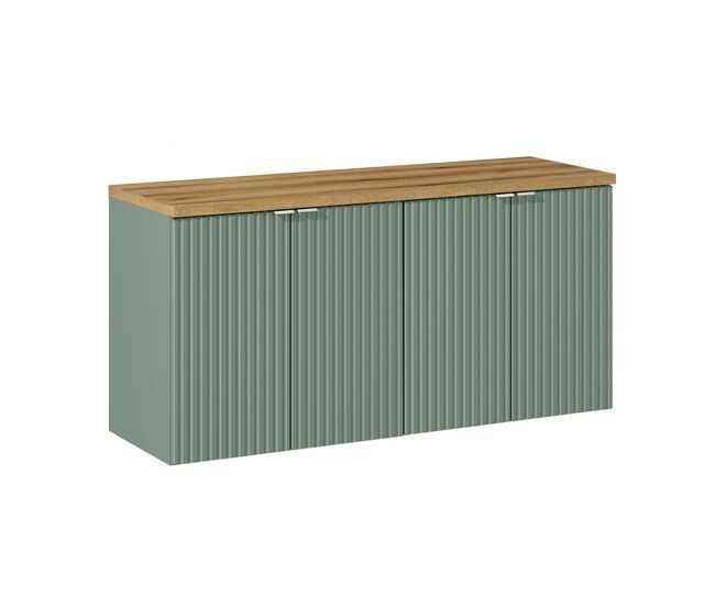 Mueble bajo lavabo 120cm 4 puertas encimera jade verde y madera