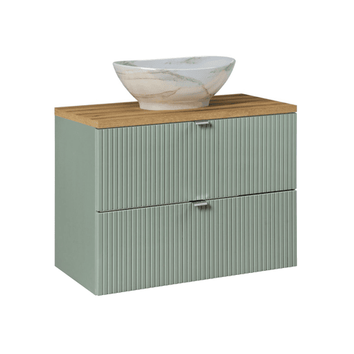 Móvel lavatório simples 80cm 2 gavetas Verde Jade e Madeira Móvel lavatório simples 80cm 2 gavetas Verde Jade e Madeira