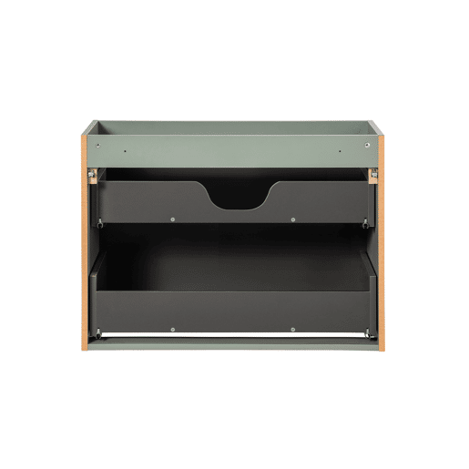 Móvel lavatório simples 80cm 2 gavetas Verde Jade e Madeira Móvel lavatório simples 80cm 2 gavetas Verde Jade e Madeira