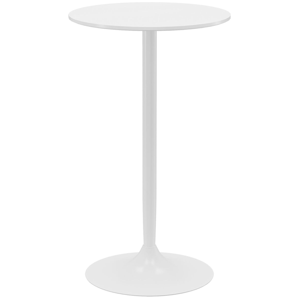 Homcom mesa de bar redonda, mesa de comedor, ø60x102 cm, con encimera laminada y marco de acero, para 2 personas, moderna, para casa, cocina, blanco