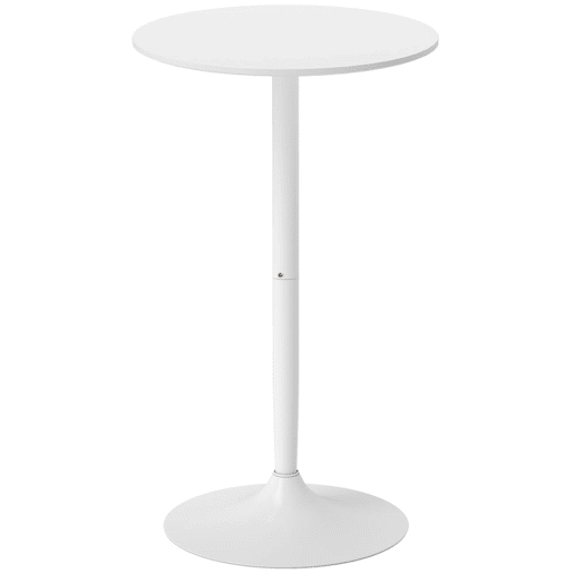 HOMCOM Mesa de Bar Redonda Mesa Alta de Cozinha Moderna com Bancada Pintada e Estrutura de Aço para 2 Pessoas para Casa Sala de Jantar Ø60x102 cm Branco