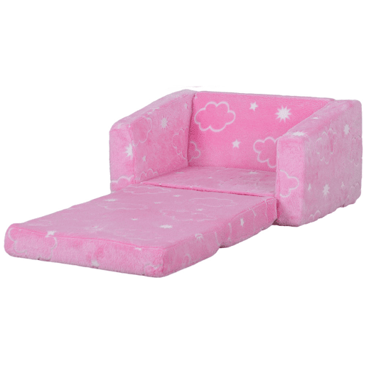 AIYAPLAY Poltrona para Crianças Dobrável Sofá Infantil Reclinável 2 em 1 Sofá para Crianças Estofado em Tecido Luminoso com Desenho de Nunes e Capa Lavável para Dormitório Sala de Estar Rosa