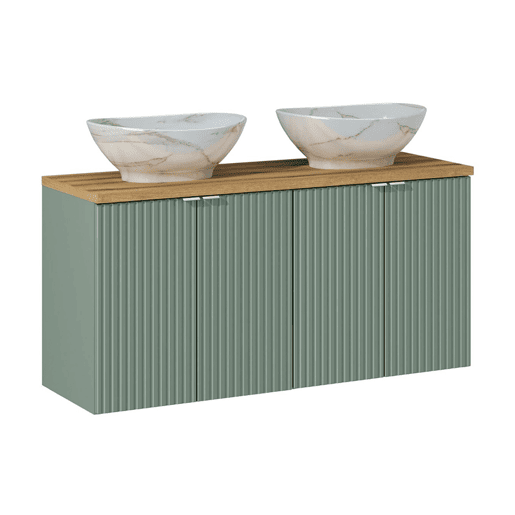 Móvel de lavatório duplo 120cm 4 portas Verde Jade e Madeira
