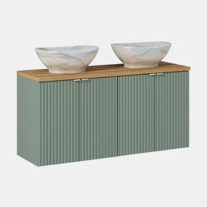 Móvel de lavatório duplo 120cm 4 portas Verde Jade e Madeira