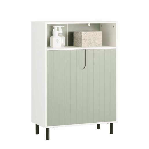 SoBuy BZR138-GR Armário de casa de banho de chão com 2 portas e 1 compartimento Verde