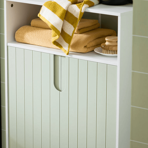 SoBuy BZR138-GR Armário de casa de banho de chão com 2 portas e 1 compartimento Verde