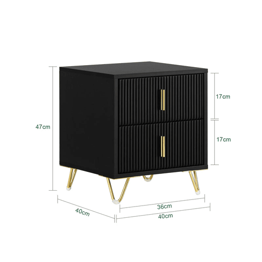 Mesa de cabeceira com 2 gavetas preta FBT115-SCH SoBuy