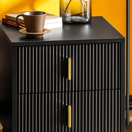 Mesa de cabeceira com 2 gavetas preta FBT115-SCH SoBuy