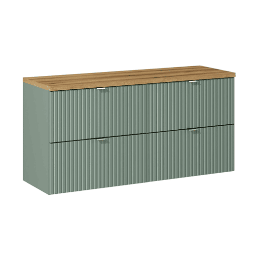 Móvel de lavatório 120cm 4 gavetas tampo de lavatório Verde Jade e Madeira
