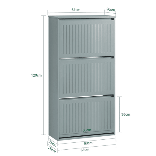 SoBuy FSR165-H-HG Sapateira com 3 abas Cinzento 61 X 26 X 120 Cm