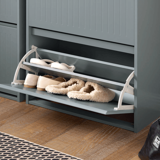 SoBuy FSR165-H-HG Sapateira com 3 abas Cinzento 61 X 26 X 120 Cm